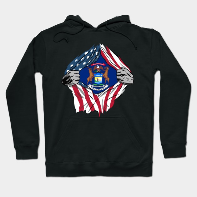 USA American Grown Michigan Flag Hoodie by tobzz